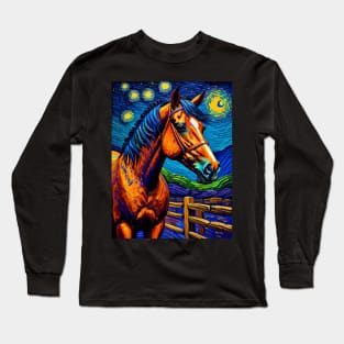 Horse in starry night Long Sleeve T-Shirt